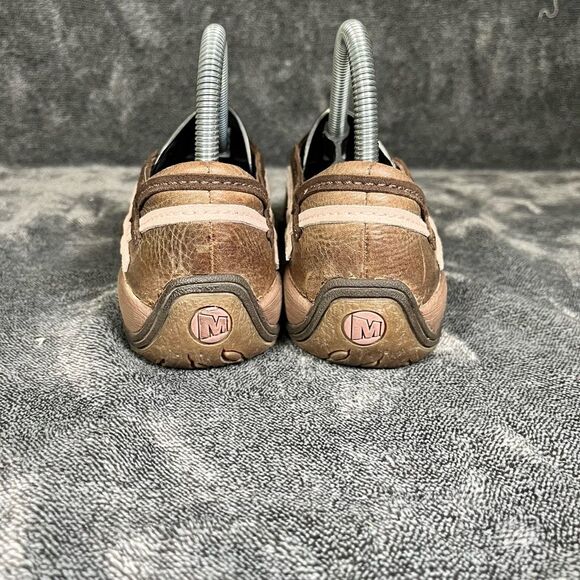 Merrell Willow Women's brown oiled leather w/beige slip on shoes size US 7 - Picture 4 of 9